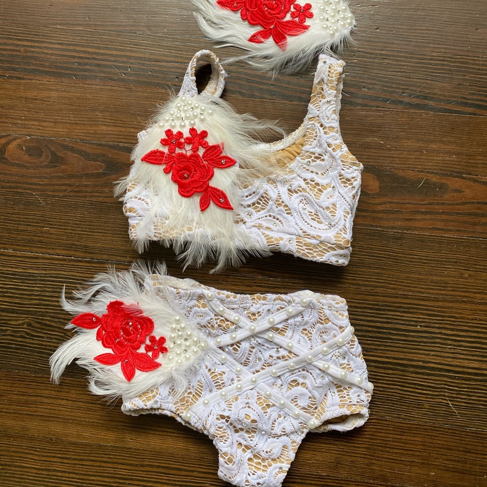 Gorgeous white custom lyrical dance costume size 4-5